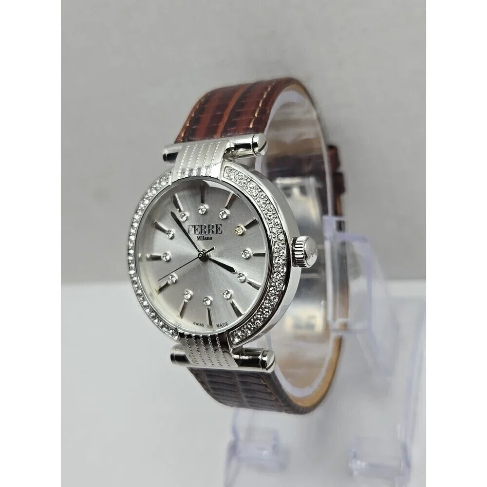 Ferre Milano 1L096 Swiss Made Womens Quartz Crystal Bezel Watch New Battery